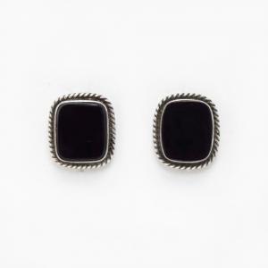 【GARDEN OF THE GODS】Atq Onyx Screw-back Earrings c.1940