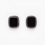 【GARDEN OF THE GODS】Atq Onyx Screw-back Earrings c.1940