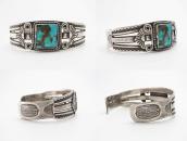 【UITA22】Vintage Navajo Silver Cuff w/Sq. Turquoise  c.1945～