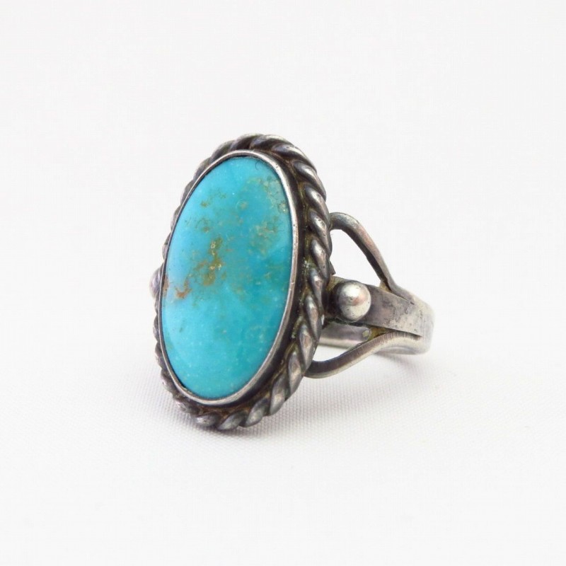 Vintage Navajo Split Shank Ring w/BlueGem Turquoise  c.1940～