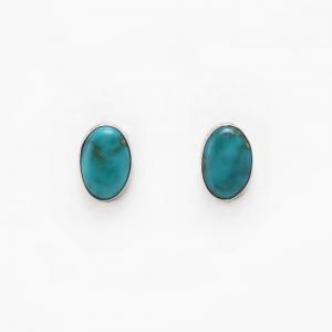 Vintage Navajo Oval Fox Turquoise Screw-back Earrings c.1940