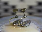 Vintage Navajo Oval Fox Turquoise Screw-back Earrings c.1940