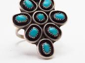 Vintage Zuni Diamond Shape Silver Ring w/Turquoise  c.1965～
