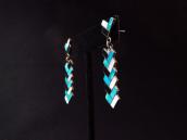 Vtg Zuni Multi-Stone Inlay Weaving Pattern Earring  c.1960～