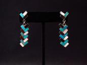Vtg Zuni Multi-Stone Inlay Weaving Pattern Earring  c.1960～