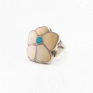 【Rosita & Anselm Wallace】Zuni Desert Rose Inlay Ring c.1980