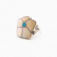 【Rosita & Anselm Wallace】Zuni Desert Rose Inlay Ring c.1980