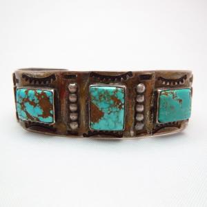Antique Navajo Cuff Bracelet with Square #8 c.1930
