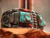 Antique Navajo Cuff Bracelet with Square #8 c.1930