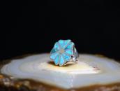 Vintage Zuni/Navajo Gem Turquoise Inlay Floral Ring  c.1950～