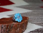 Vintage Zuni/Navajo Gem Turquoise Inlay Floral Ring  c.1950～