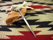 Vtg Navajo Casted Silver Cross Fob Necklace w/Beads  c.1950