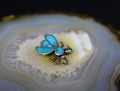 Vintage Zuni GemTurquoise Inlay Small Bug Pin Brooch c.1955～