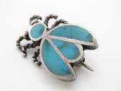 Vintage Zuni GemTurquoise Inlay Small Bug Pin Brooch c.1955～