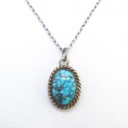 Vintage Navajo SpiderWeb Turquoise Fob Necklace  c.1945～