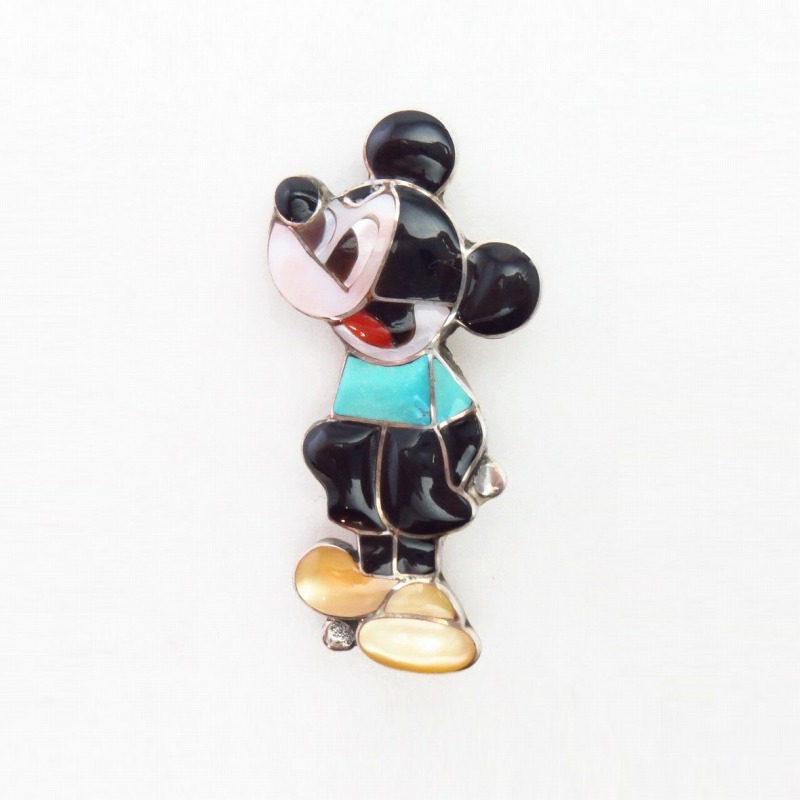 Attr. to【Amelio Nastacio】Zuni Inlay Mickey Top & Pin  c.1970
