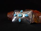 Vintage Repoused Concho Pin w/Hi-Grade No.8 Turquoise c.1960