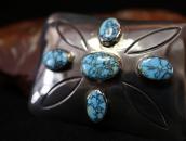 Vintage Repoused Concho Pin w/Hi-Grade No.8 Turquoise c.1960