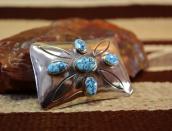 Vintage Repoused Concho Pin w/Hi-Grade No.8 Turquoise c.1960