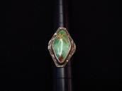 Antique Coffin Shape Face Ring w/Green Turquoise  c.1940～