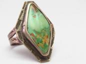 Antique Coffin Shape Face Ring w/Green Turquoise  c.1940～