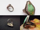 Antique Coffin Shape Face Ring w/Green Turquoise  c.1940～