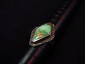 Antique Coffin Shape Face Ring w/Green Turquoise  c.1940～