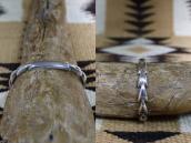 Vtg Navajo Sand Casted Flat Top Shape Cuff in Silver c.1960～