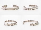 Vtg Navajo Sand Casted Flat Top Shape Cuff in Silver c.1960～