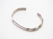 Vtg Navajo Sand Casted Flat Top Shape Cuff in Silver c.1960～