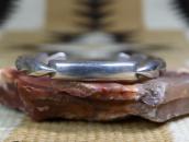 Vtg Navajo Sand Casted Flat Top Shape Cuff in Silver c.1960～