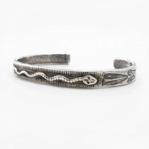 Antique Navajo/Kewa Snake Applique Ingot Silver Cuff c.1930～