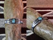 Atq Stamped Split Band Cuff w/Spider Web Turquoise  c1935～