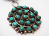 Atq Zuni Turquoise Cluster Dangle Screw-back Earring  c.1940