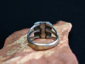 Vtg Navajo Sq.BrownWeb #8 Turquoise Split Shank Ring c.1945～
