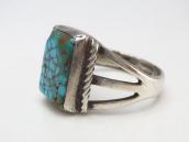 Vtg Navajo Sq.BrownWeb #8 Turquoise Split Shank Ring c.1945～