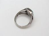 Vtg Navajo Sq.BrownWeb #8 Turquoise Split Shank Ring c.1945～