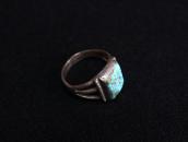 Vtg Navajo Sq.BrownWeb #8 Turquoise Split Shank Ring c.1945～
