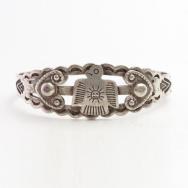 Antique Sun Stamped Thunderbird Applique Silver Cuff c.1935～