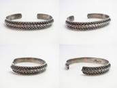 Atq【IH】Stamped Coin Silver Flat & Twisted Wires Cuff c.1930