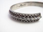 Atq【IH】Stamped Coin Silver Flat & Twisted Wires Cuff c.1930
