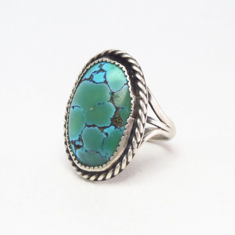 Vintage Navajo Number Eight Turquoise Silver Ring  c.1950