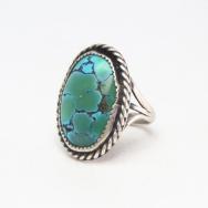 Vintage Navajo Number Eight Turquoise Silver Ring  c.1950