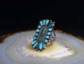Atq Zuni Natural Turquoise Cluster Split Shank Ring  c.1940