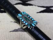 Atq Zuni Natural Turquoise Cluster Split Shank Ring  c.1940