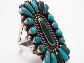 Atq Zuni Natural Turquoise Cluster Split Shank Ring  c.1940