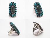 Atq Zuni Natural Turquoise Cluster Split Shank Ring  c.1940