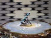 Atq Zuni Natural Turquoise Cluster Split Shank Ring  c.1940