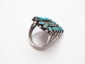 Atq Zuni Natural Turquoise Cluster Split Shank Ring  c.1940