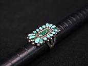 Atq Zuni Natural Turquoise Cluster Split Shank Ring  c.1940